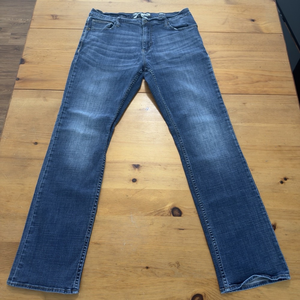 BKE Tyler Straight Leg Jeans Mens 34L Dark Wash Stretch Denim Blue 32" Inseam